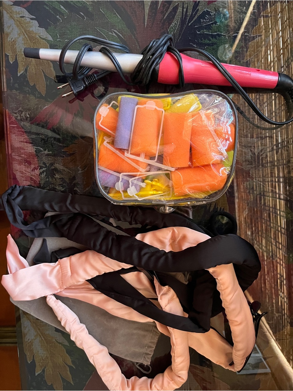Heatless Curly Headband Set with foam rollers and curling iron